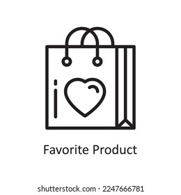 Ilustración de diseño del icono de contorno del vector de producto favorito. Símbolo de administración de productos en el archivo EPS 10 de fondo blanco