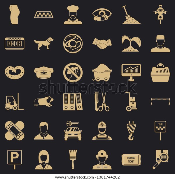 Favorite profession icons
set. Simple style of 36 favorite profession vector icons for web
for any design