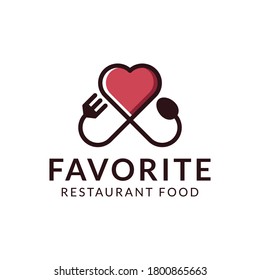 Favorite Restaurant Food Logo, Love Food Minimal Logo Design