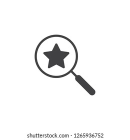 Favorite search vector icon. filled flat sign for mobile concept and web design. Magnifier glass with star simple solid icon. Symbol, logo illustration. Pixel perfect vector graphics