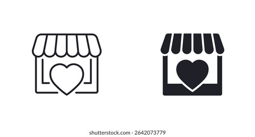 favorite shop icon in line and solid design