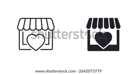favorite shop icon in line and solid design
