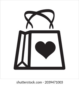 Favorite shopping bag icon. Vector and glyph