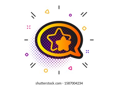 Favorite sign. Halftone circles pattern. Stars icon. Positive feedback symbol. Classic flat star icon. Vector