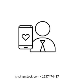 Favorite, smartphone, user icon. Element of social addict icon. Thin line icon for website design and development, app development. Premium icon