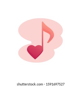 Favorite song flat icon, vector sign, Romantic melody note colorful pictogram isolated on white. Valentines day music  symbol, logo illustration. Flat style design