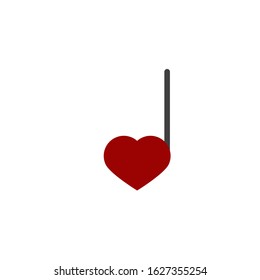 Favorite song flat icon, vector sign, Romantic melody note colorful pictogram isolated on white. Valentines day music symbol, logo illustration. Flat style design