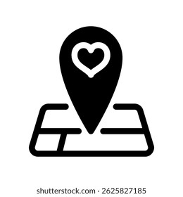 Favorite Spot Indicated by a Map Pointer with a Love Symbol Inside