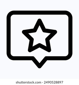 Favorito, Estrella En El Cuadro De Chat Icono De Vector, Icono De Vector Lineal Aislado.