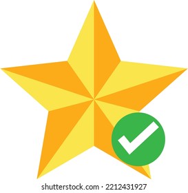 Favorite star with check icon on white background. Star favorite sign. Value symbol. flat style.