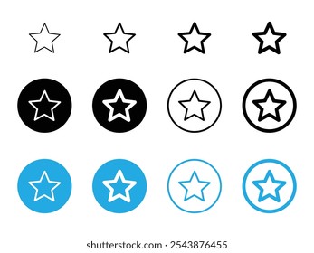 favorite star icon rating symbol set. Star icon Collection of flat thin outline vector. reward rating mark icons.