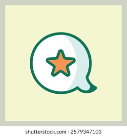 Favorite star icon in a speech bubble design representing preferred content selection