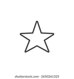 Favorite star line icon in outline vector style. Represents rating, featured items or saved products. Favorite icon and review symbol for ecommerce.