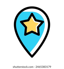 Favorite star location icon vector illustration in colored outline