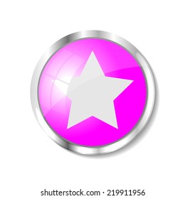 Favorite star  pink  button or icon vector illustration