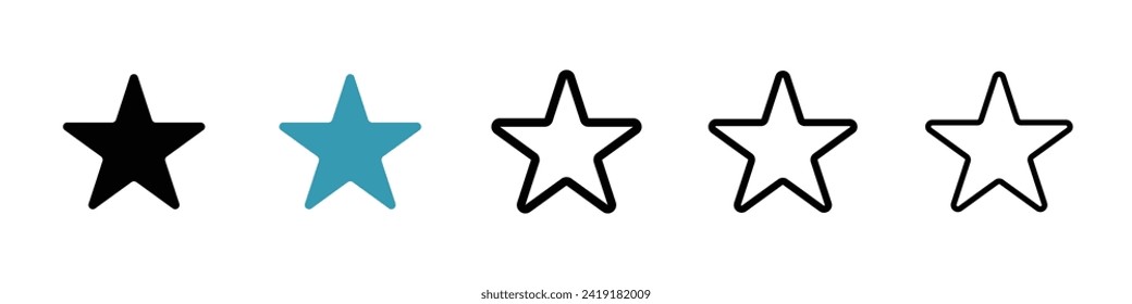 Juego de iconos del vector estrella favorito. Símbolo de vectores Star Feedback de primera categoría para el diseño de la interfaz de usuario.