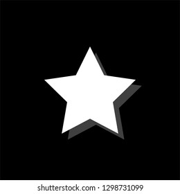 Favorite Star. White flat simple icon with shadow