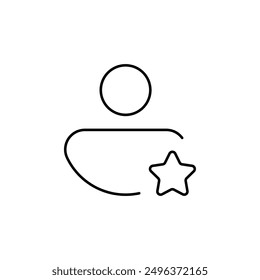 Favorite User Icon, Bookmark User Profile Symbol, Black and White Minimalist Star Vector, Star Graphic, Essential UI Element, User Preference Indicator