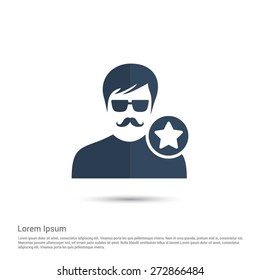 favorite User icon, pictogram icon on white  background. Simple flat metro design style. half shade cut icon. Flat design style. Vector illustration