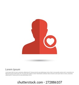 favorite User icon, pictogram icon on gray background. Simple flat metro design style. half shade cut icon. Flat design style. Vector illustration