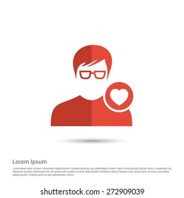 favorite User icon, pictogram icon on gray background. Simple flat metro design style. half shade cut icon. Flat design style. Vector illustration