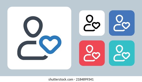 Favorite User icon - vector illustration . Favorite, Favourite, Profile, User, Account, Avatar, Friend, Heart, Love, like, bookmark, line, outline, flat, icons .