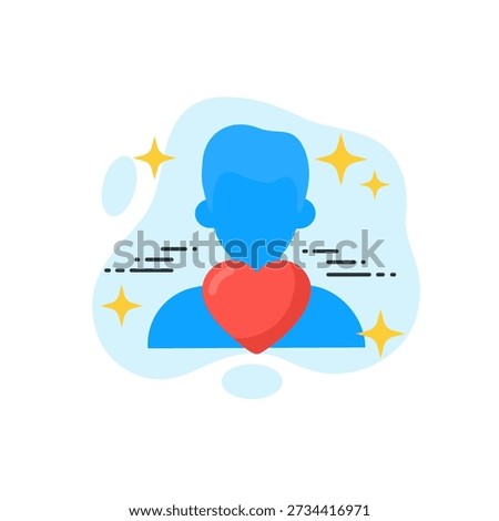 Favorite user profile concept showing love or high esteem flat design vector element ideal for empty state ui
