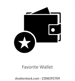 Concepto de icono de cartera y cartera favorita