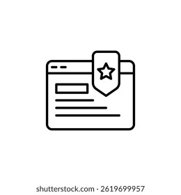 Favorite webpage icon illustration, browser tab with star bookmark, minimalist design