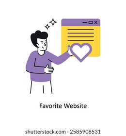 Favorite Website Concept vector illustration.  isolated on white Background.