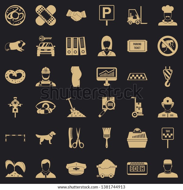 Favorite work icons set. Simple style
of 36 favorite work vector icons for web for any
design