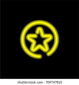 Favorites Button yellow glowing neon ui ux icon. Glowing sign logo vector