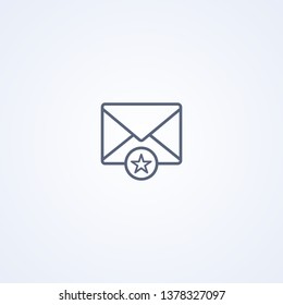 Favorites email, vector best gray line icon on white background, EPS 10