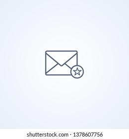 Favorites envelope, vector best gray line icon on white background, EPS 10