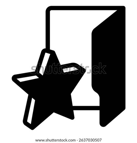 Favorites folder solid icon, windows pack concept. Vector graphics. Folder with isometric star shape, favorite sign on white background, style mobile or design