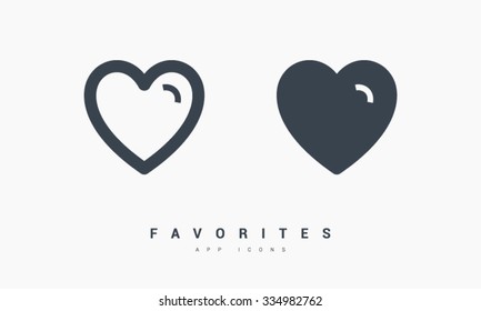 Favorites, heart set of isolated minimal flat linear icons. Line vector icons for websites and mobile minimalistic flat design. Modern trend concept design style illustration symbol