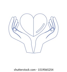 Favorites icon with hand flat design. Concept of line icon