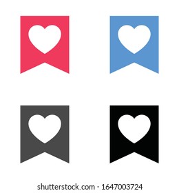 Favorites icon, Heart, Love sign symbol, Bookmark symbol, button