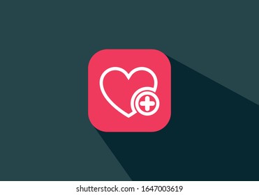 Favorites icon with plus symbol. Favorite icon, heart add plus sign, bookmark symbol, button