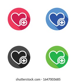 Favorites icon with plus symbol. Favorite icon, heart add plus sign, bookmark symbol, button