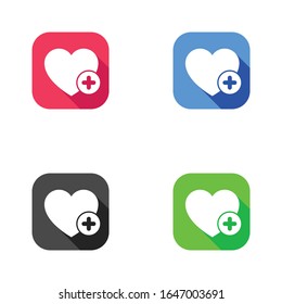 Favorites icon with plus symbol. Favorite icon, heart add plus sign, bookmark symbol, button