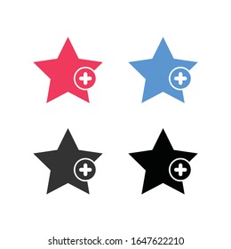 Favorites icon with plus symbol. Favorite icon, Star add plus sign, bookmark symbol, button