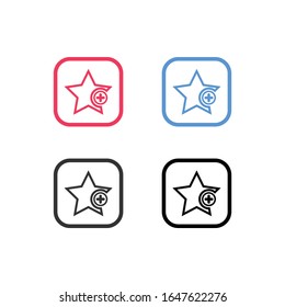 Favorites icon with plus symbol. Favorite icon, Star add plus sign, bookmark symbol, button