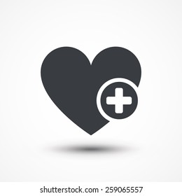 Favorites icon with plus symbol. Favorite icon, heart add plus sign, bookmark symbol, button