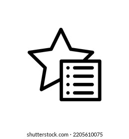 Favorites icon with star and list in black outline style