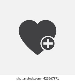 favorites icon vector, heart plus solid logo illustration, pictogram isolated on white
