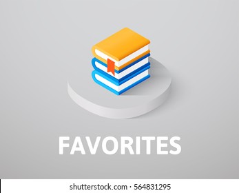 Favorites icon, vector symbol in flat isometric style isolated on color background