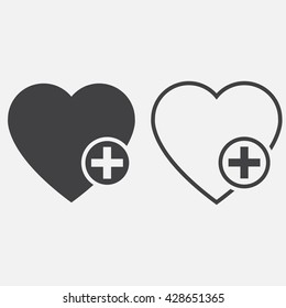 favorites line icon, heart plus outline and solid vector logo, linear pictogram isolated on white, pixel perfect illustration