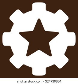 Favorites Options vector icon. Style is flat symbol, white color, rounded angles, brown background.