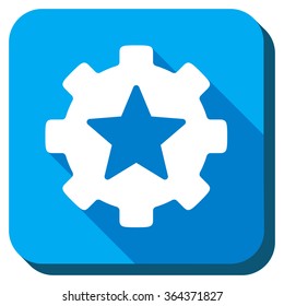Favorites Options vector icon. Style is rounded square light blue button with long shadows. Symbol color is white.
